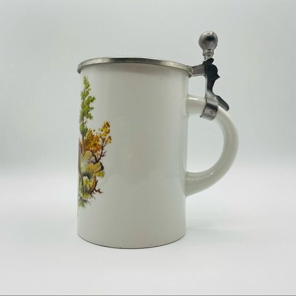 Vintage West Germany Deer Buck Ceramic Pewter Bier Stein - Picture 3 of 6